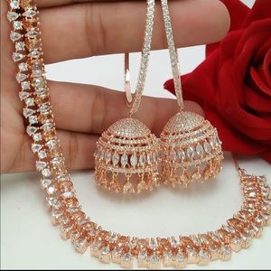 AD Necklace Jhumki Set